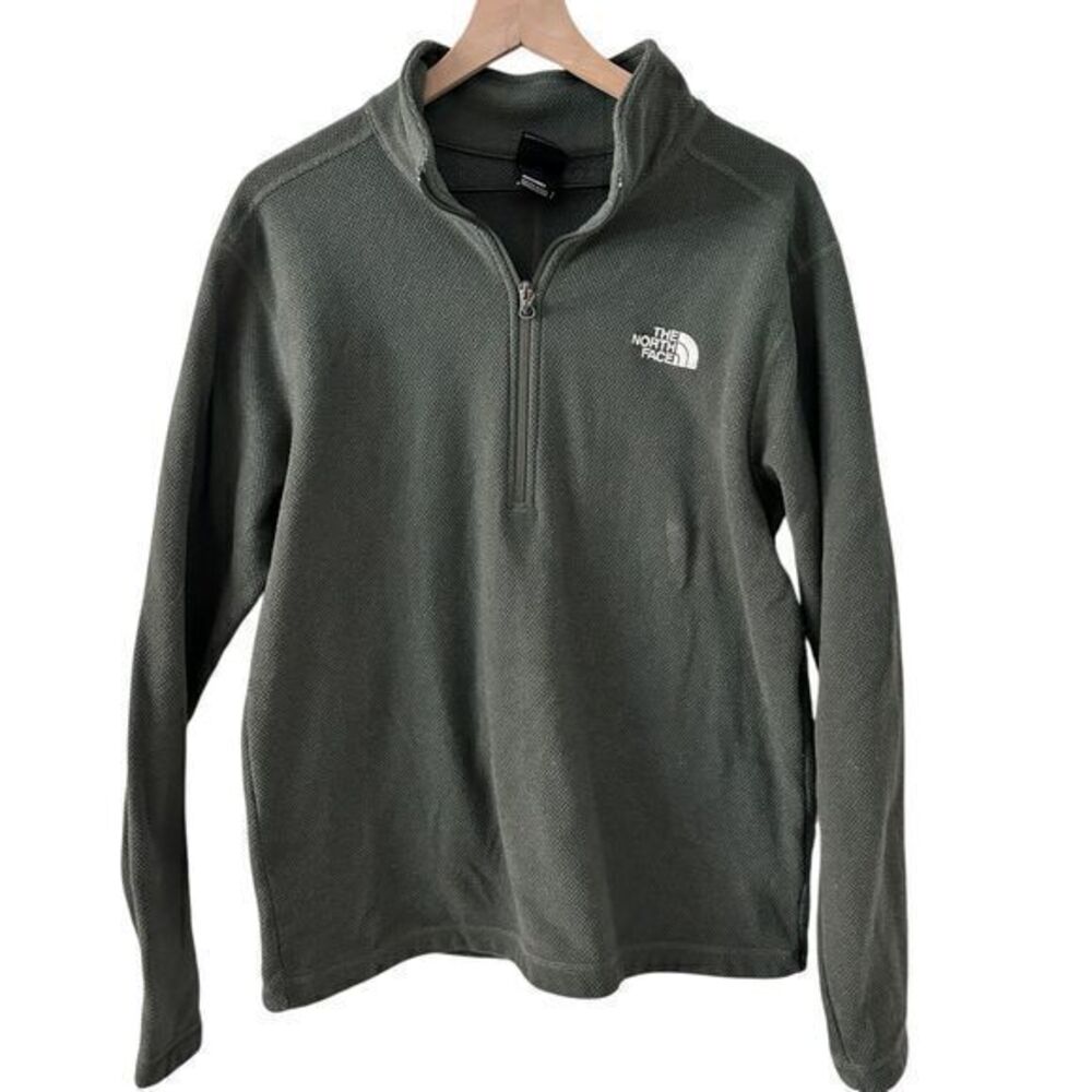 The North Face Green Textured Waffle Quarter-Zip Pullover Fleece – Size L